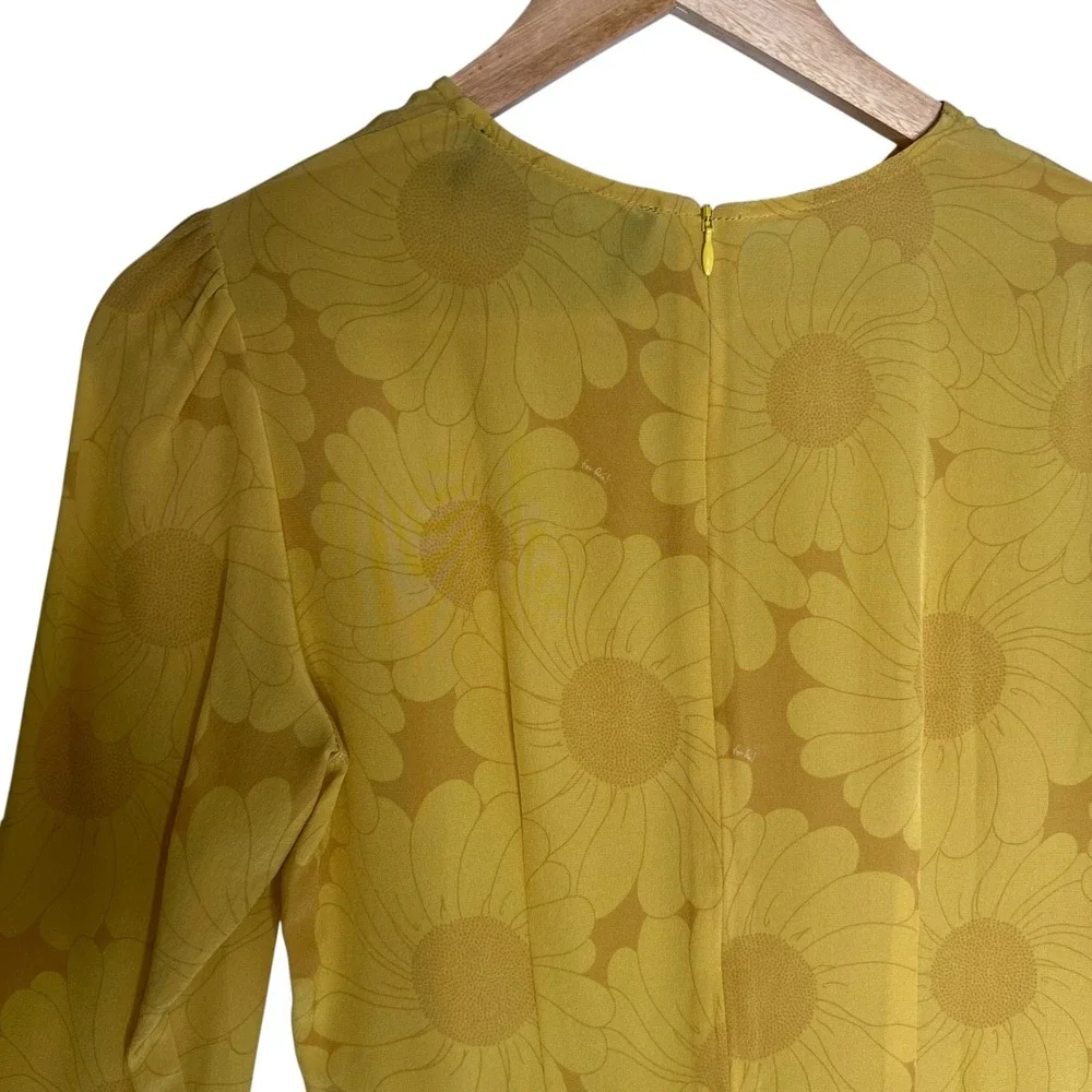 Realisation Par The Mary Jane Yellow Sunflower Silk A Line Mini Dress SZ S - Picture 6 of 13